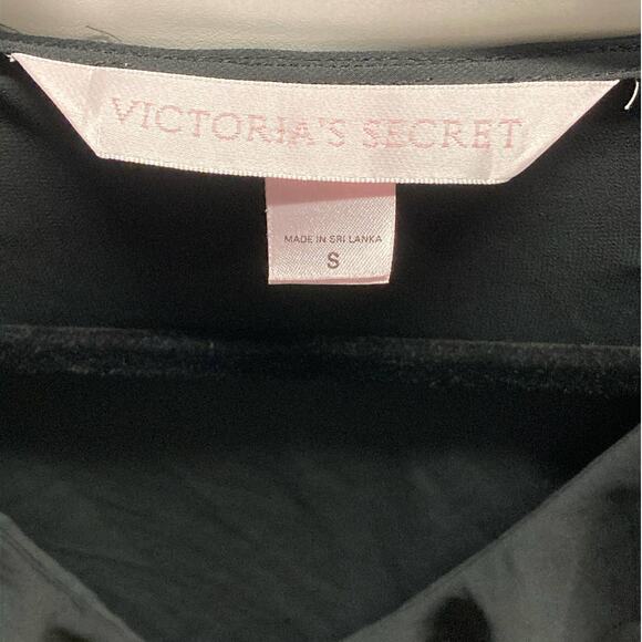 Victorias Secret Top Womens Small Black V Neck Ruffle Collar Button Sleep Sheer - Picture 3 of 8